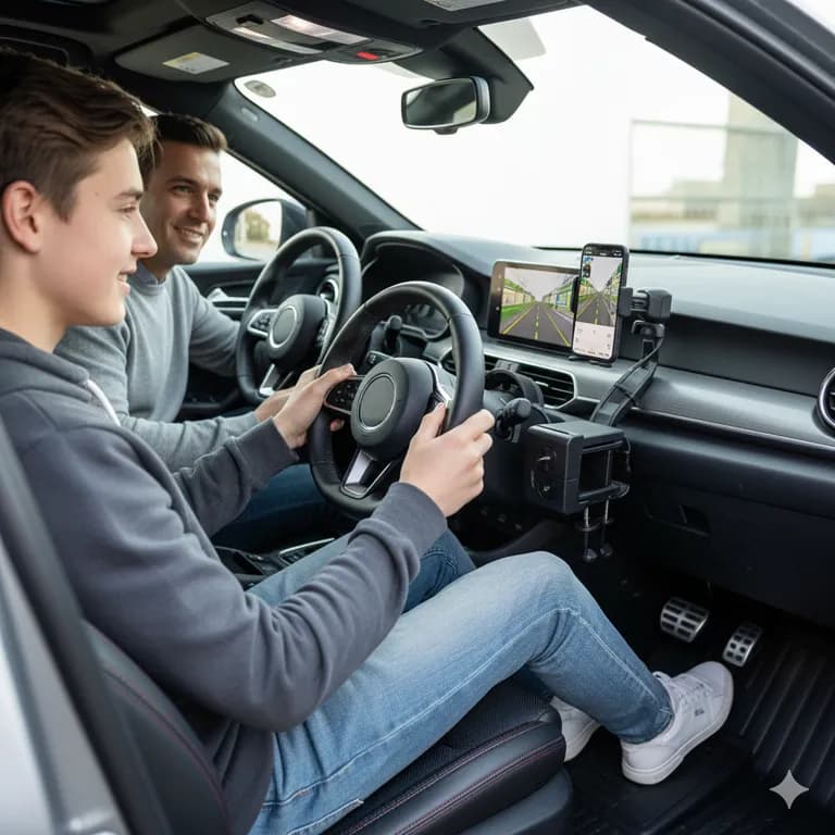 Student and parent using Driver Simulator